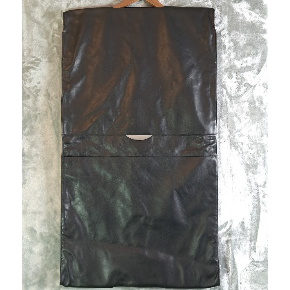 Zero Halliburton Black Leather Garment Bag Vintage Suit Cover Luggage Travel